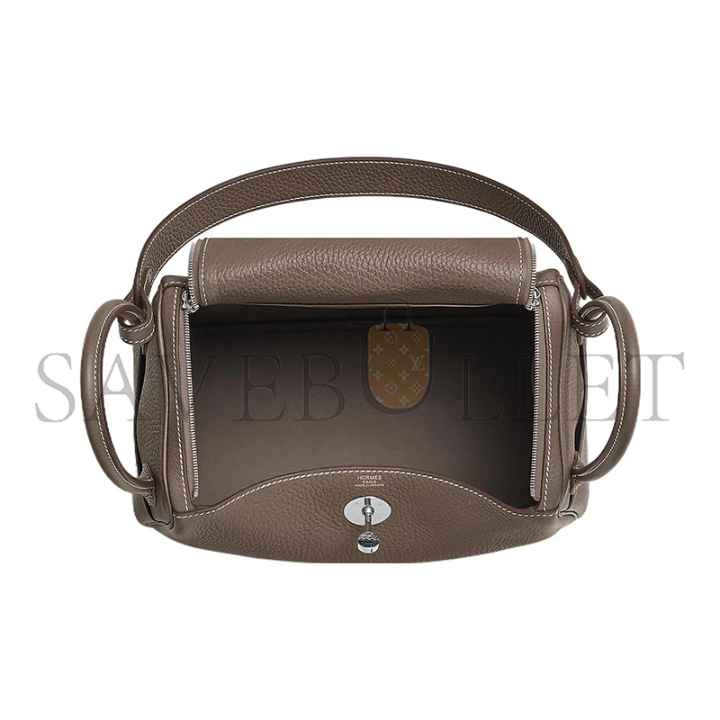 HERMÈS LINDY 26 CLEMENCE ÉTOUPE PALLADIUM HARDWARE (26*18*12cm)